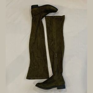 Olive Green Thigh High Suede Boots